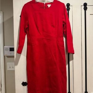 J. Crew Vibrant Red Long Sleeve Dress